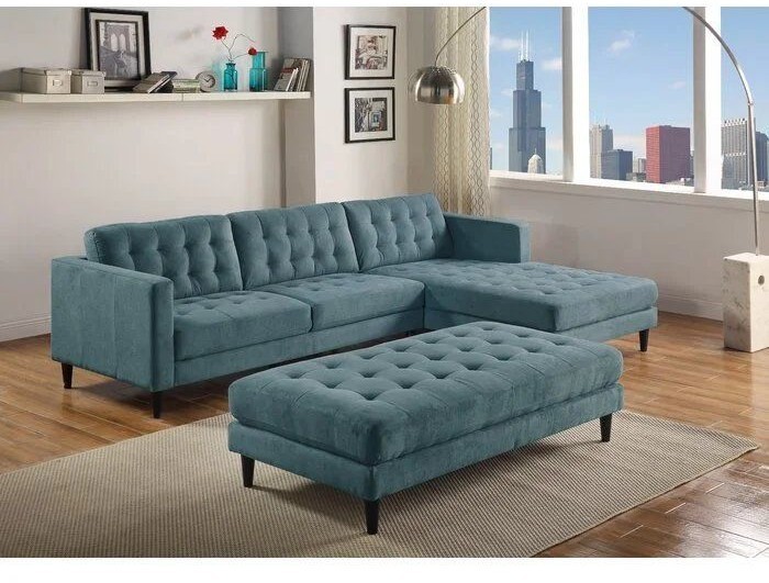 Button sofa + Pouf, blue - DVR 81