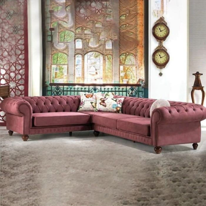L-shape soft foam, Beech wood, Dark red - BF61
