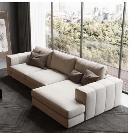 L-shape soft foam, Beech wood, Off White - BF59