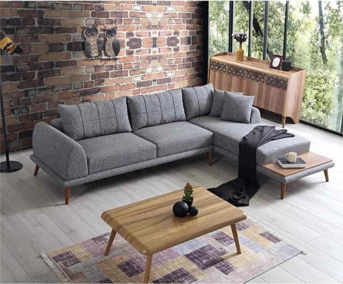 L-shape soft foam, Beech wood, gray - BF58