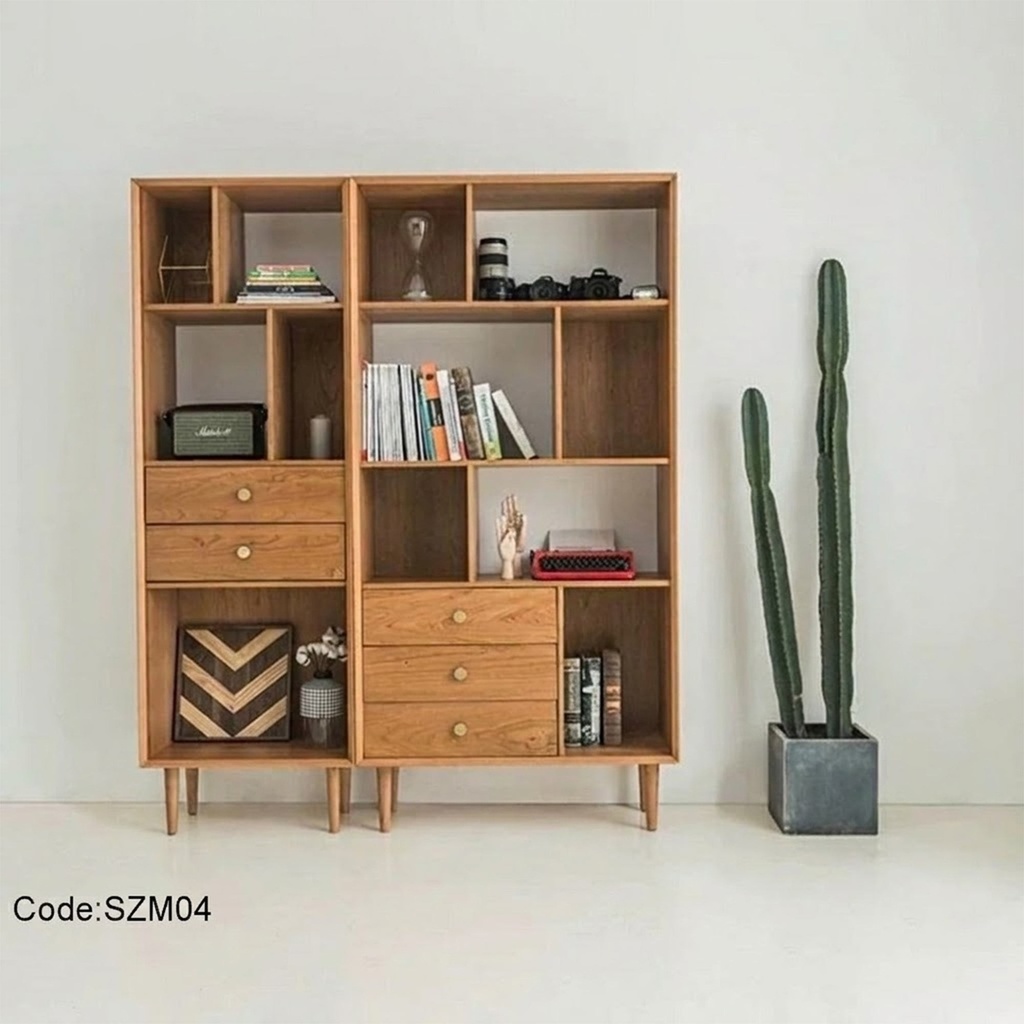 مكتبة خشب بيج عصرية – SZM04