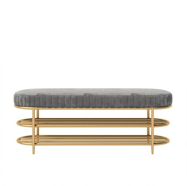 Shoe Banquette, Gray*Gold - st132