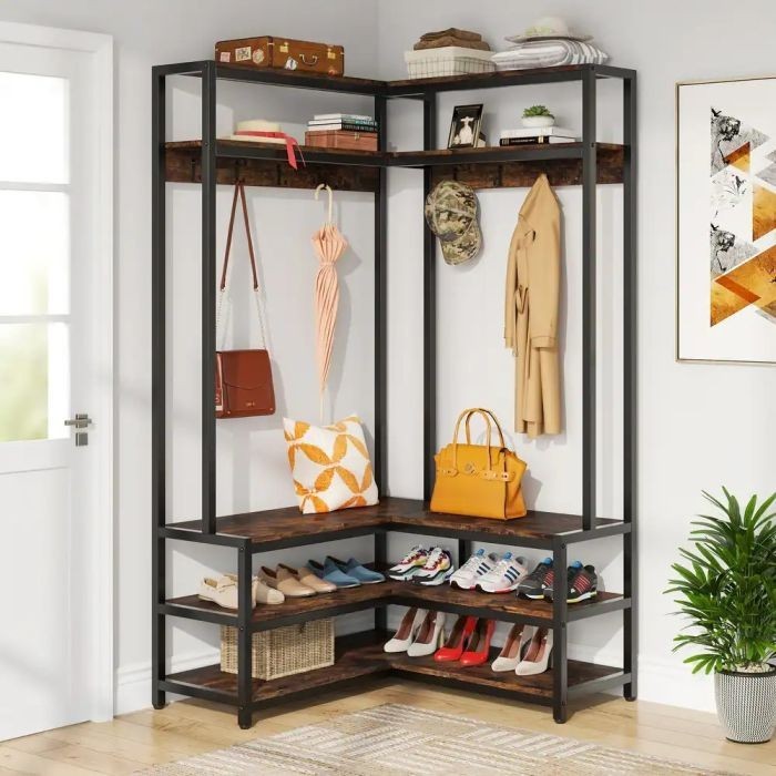 Shoe rack, Metal, Black*Brown - S120