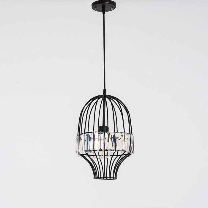 Crystals cage pendant light - Black (large) - 14002B