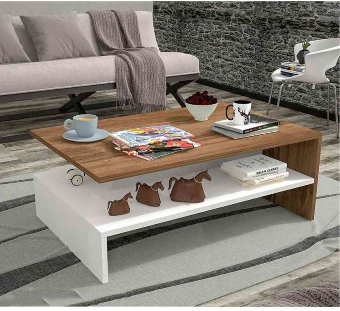 Modern Coffee Table, White/Brown - TART-T24