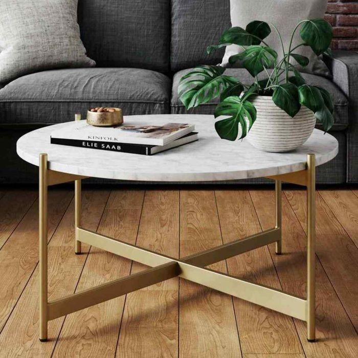 Coffee table, Gold/White - st180