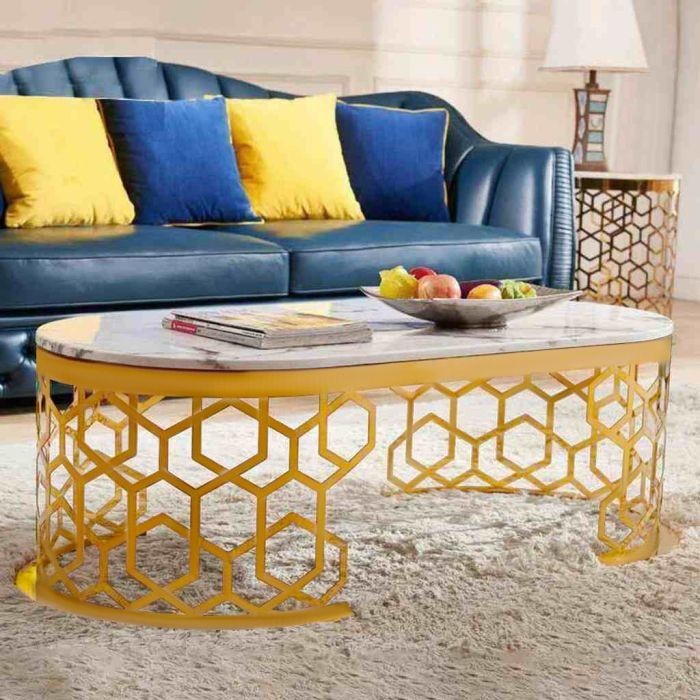 Coffee table, Gold/White - st186