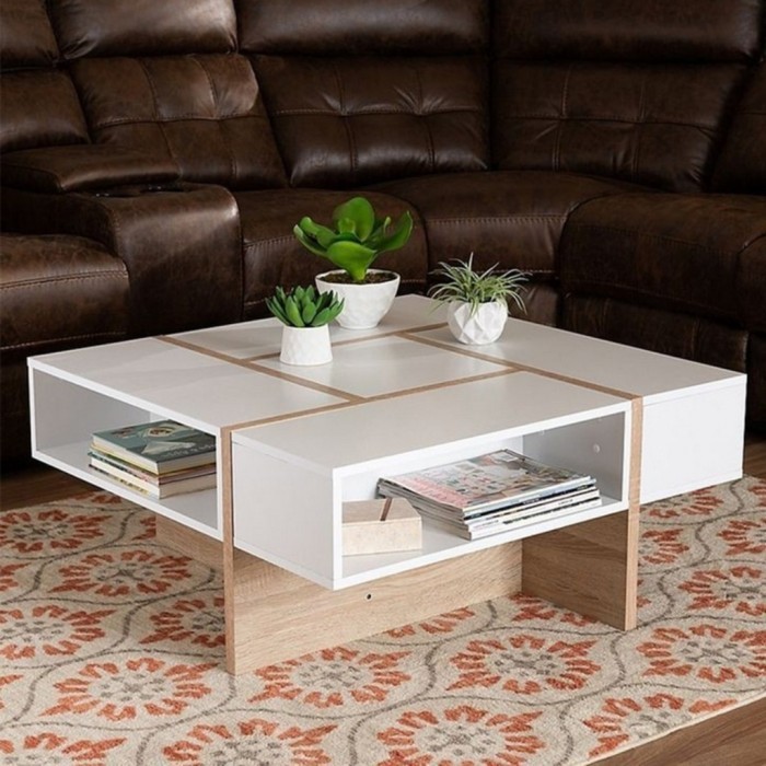 Modern Coffee Table, White/Beige - RA-2B