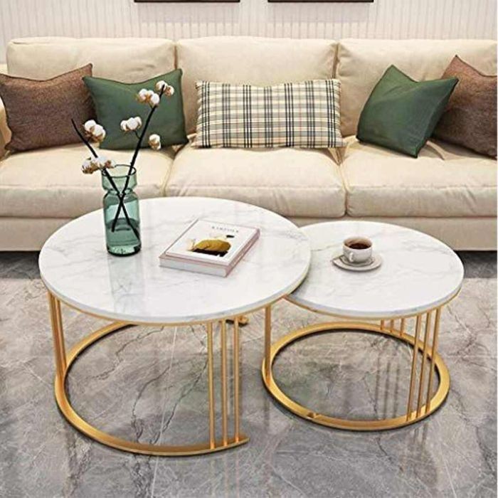 Coffee table set, Gold*White - st2