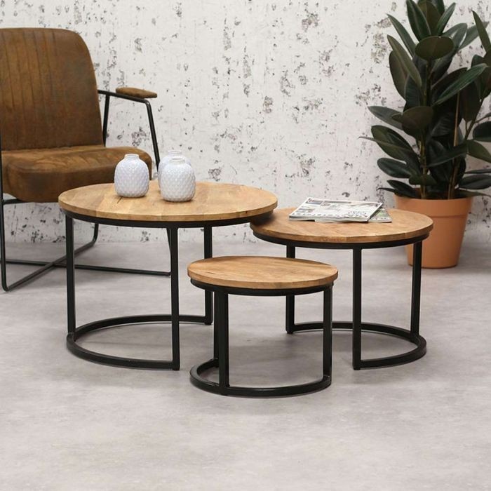 Coffee table set, Black*Beige - st97