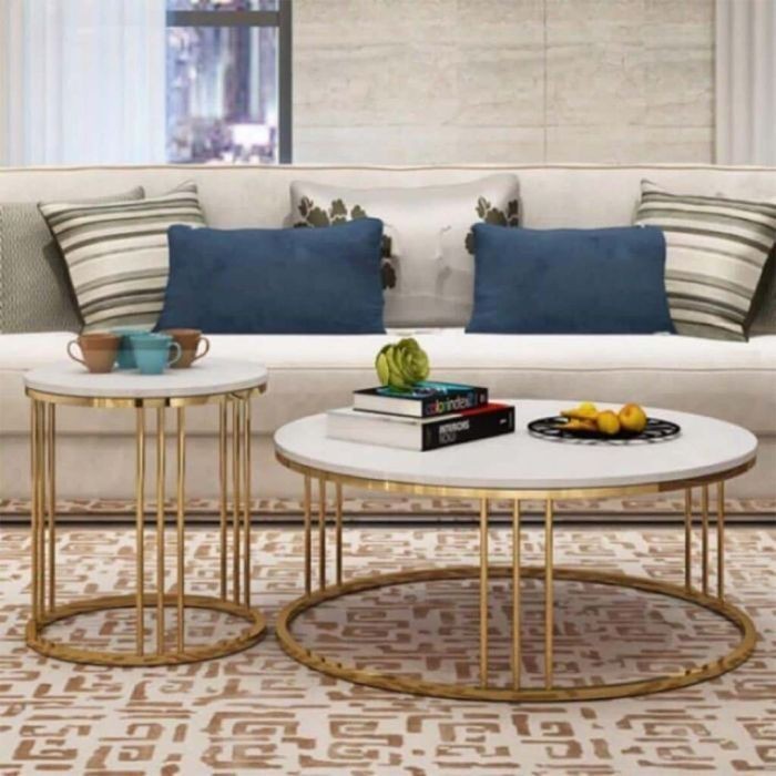 Coffee table set, Gold*White - st112