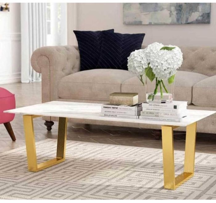 Coffee table, Gold/White - st114