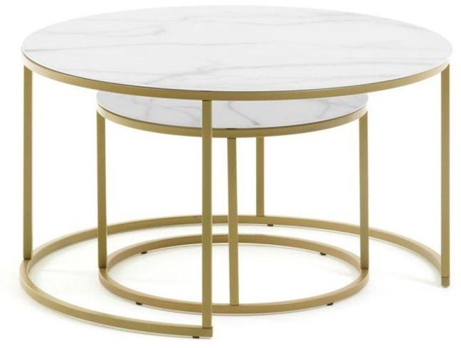 Coffee table set, Gold/White - st13