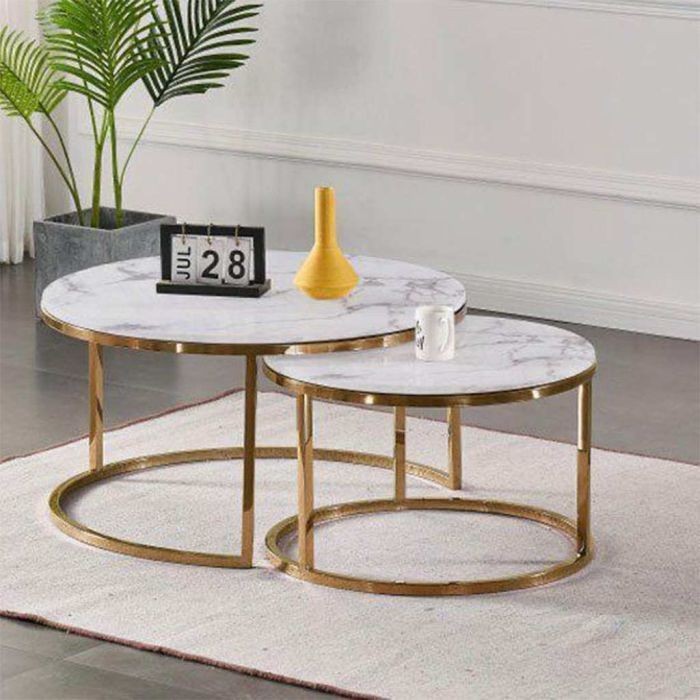 Coffee table set, Gold*White - st14