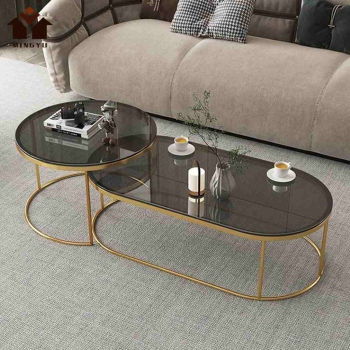 Coffee table set, 2 piece, Gold - st152