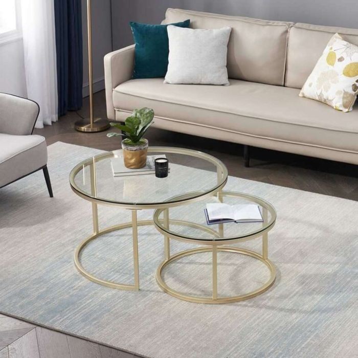 Coffee table set, 2 piece, Gold - st154