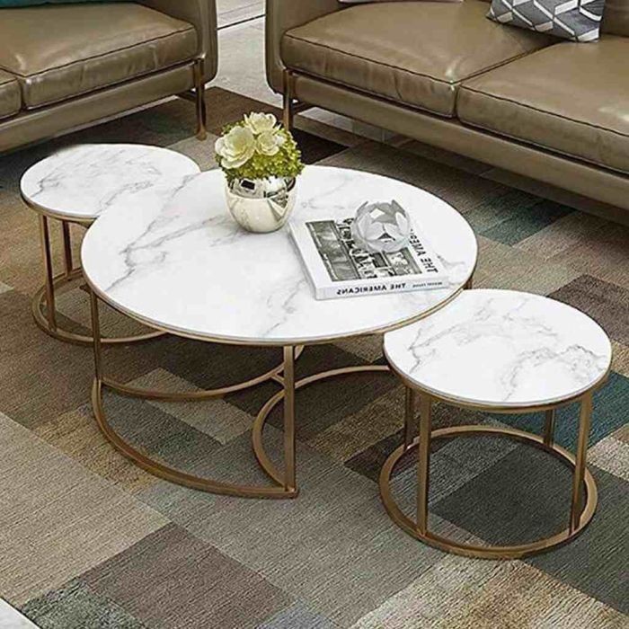 Coffee table set, 3 pieces, Gold - st157