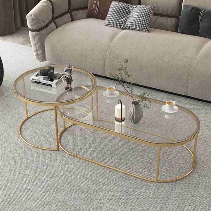 Coffee table set, 2piece, Gold - st159