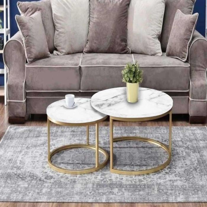 Coffee table, 2 piece, Gold*White - st170