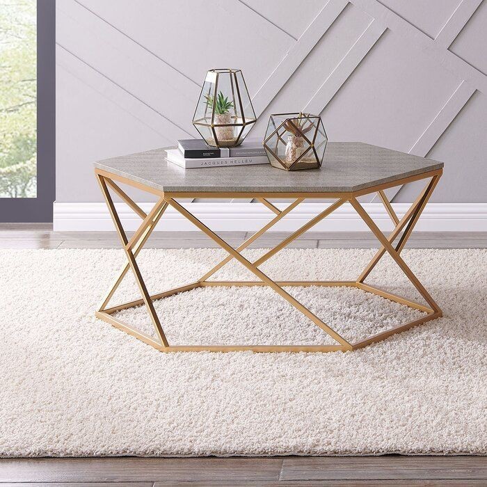 Coffee table, Metal, Gold, 80 cm - HACME31