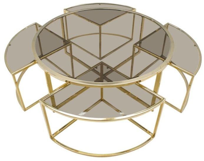 Coffee table, Metal, Gold, 80cm - HACME32