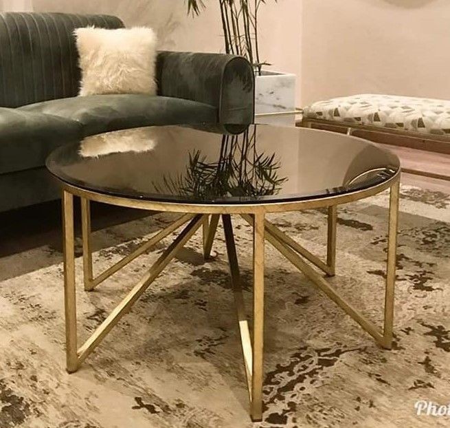 Glass Coffee Table, Gold, 80cm - HACME38