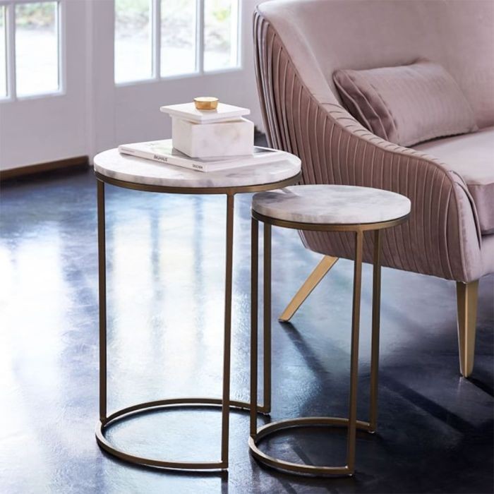 Coffee table, Two pieces, Gold*White - S15