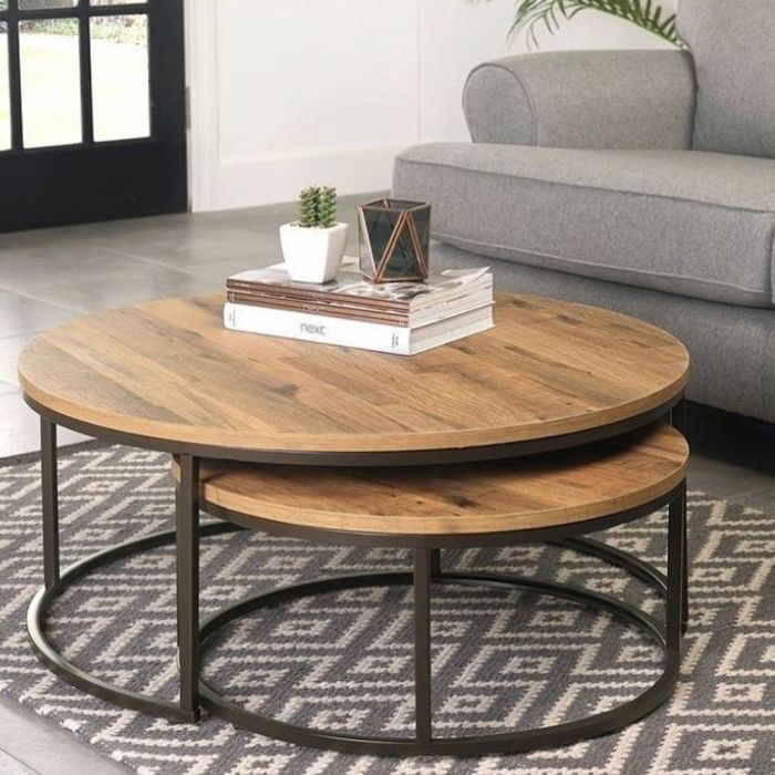 Center table, two pieces, Black*Brown - S44