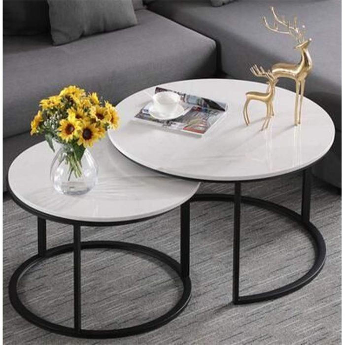 Coffee table, Metal*Marble, Black*White - S71