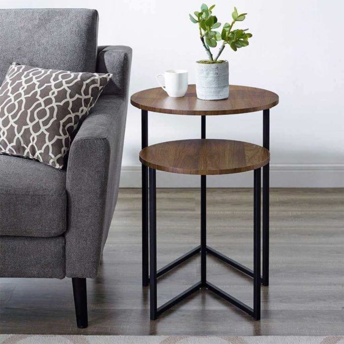 Side table, two pieces, Black*Brown - S65