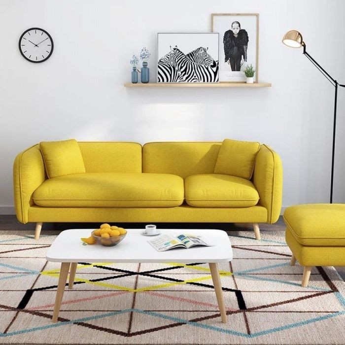 Sofa soft foam, Beech wood, yellow - BF12