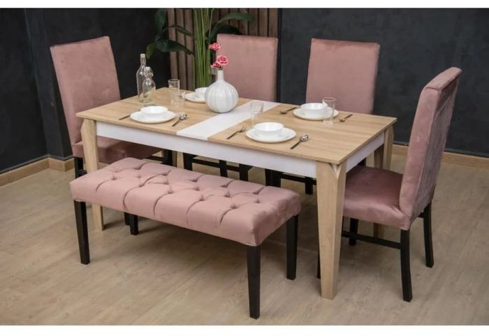 Dining table 4 chairs and banquet - DIR 8