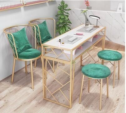 Dining Table, 5 pieces Gold *White - DT134
