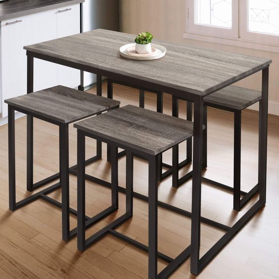 Dining Table, 5 pieces Black * Gray - DT133