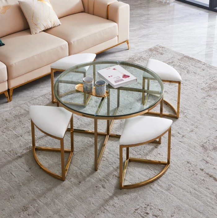 Dining Table, 5 pieces Gold - DT130