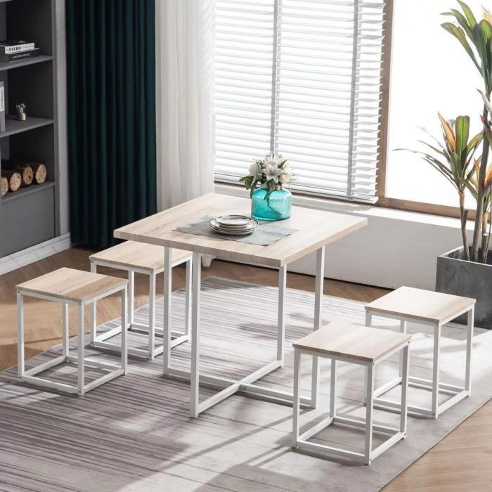 Dining Table, 5 pieces White *Beige - DT123