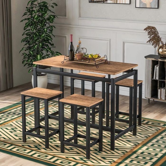 Dining Table, 5 pieces Black *Brown - DT121