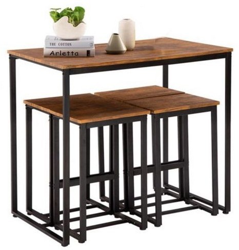 Table with 4bar chairs, Brown*Black - S59