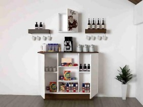 Coffee Corner & 2 shelves, White*Brown - MAP 26