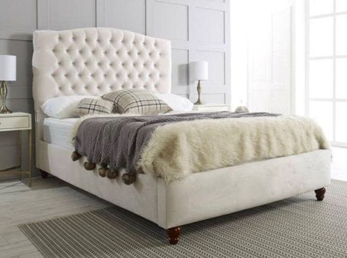 Modern bed, beige - ABR019