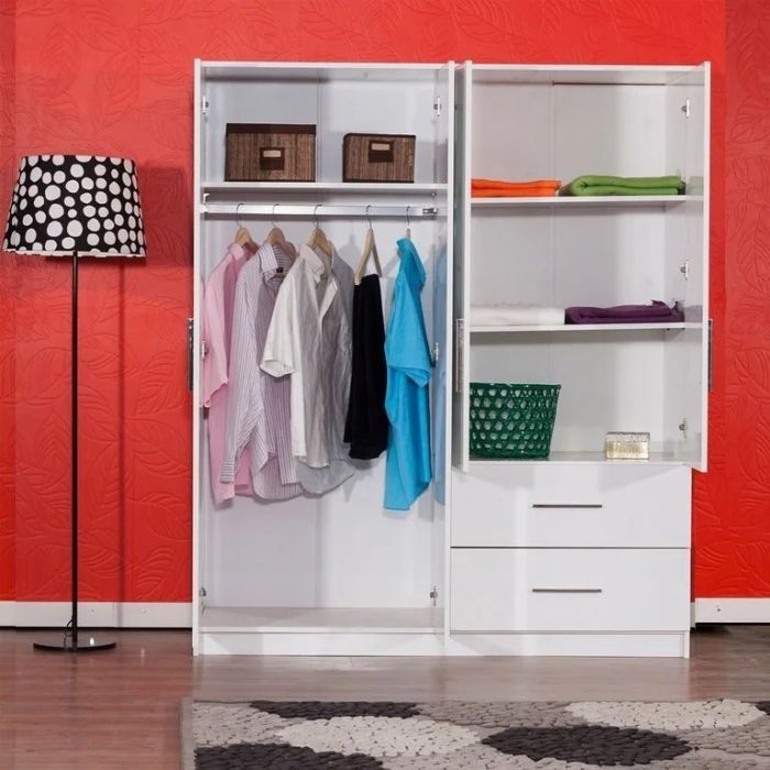 Wardrobe 160 cm, white - WOOD 06