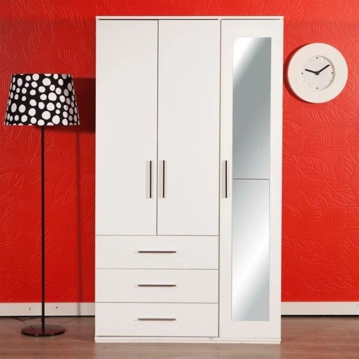 Wardrobe 120 cm, white - WOOD 08