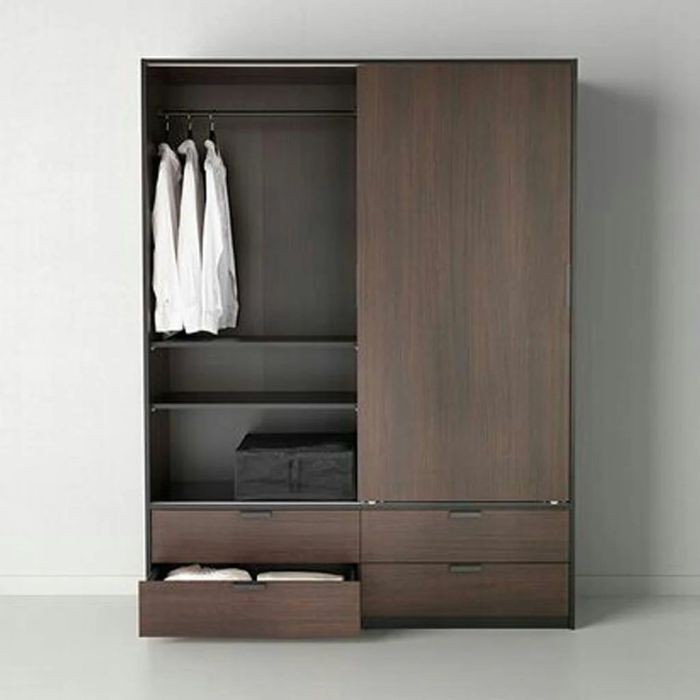 Wardrobe 120 cm, brown - WOOD 42