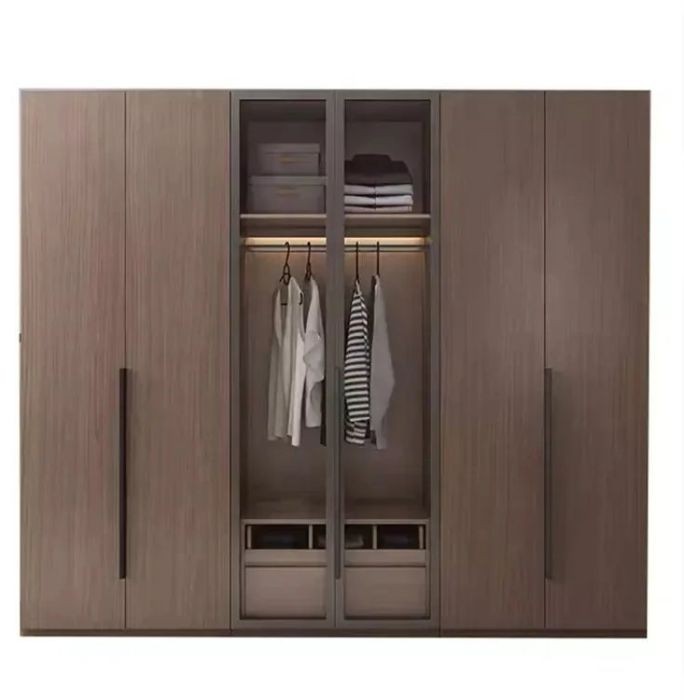 Wardrobe 50*240 cm, brown - WOOD 77