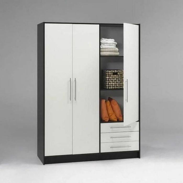 Wardrobe 200*160 cm, white*black - WOOD 86