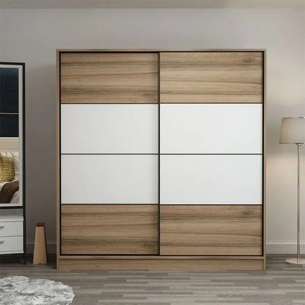 Wardrobe 160 cm, wooden*white - WOOD 90