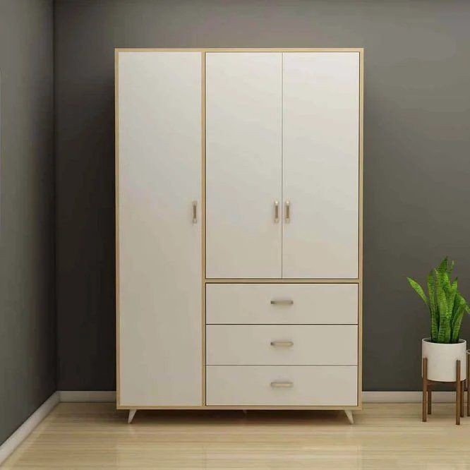 Wardrobe 120 cm, white* wooden - WOOD 98