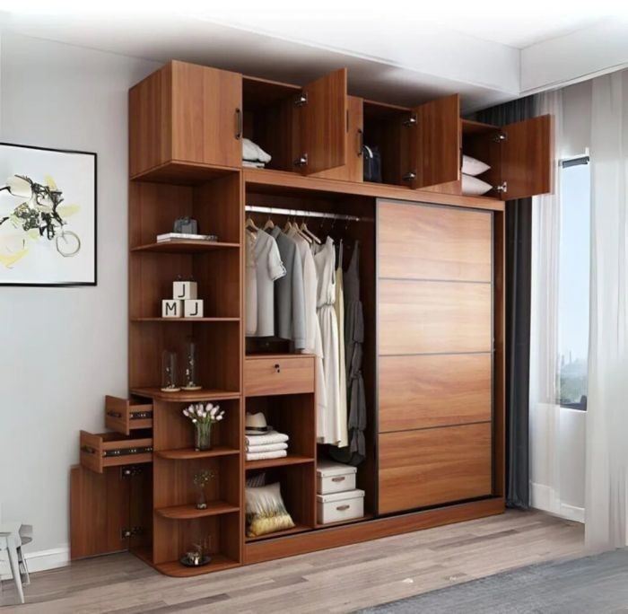 Wardrobe 240*240 cm, brown - WOOD 145