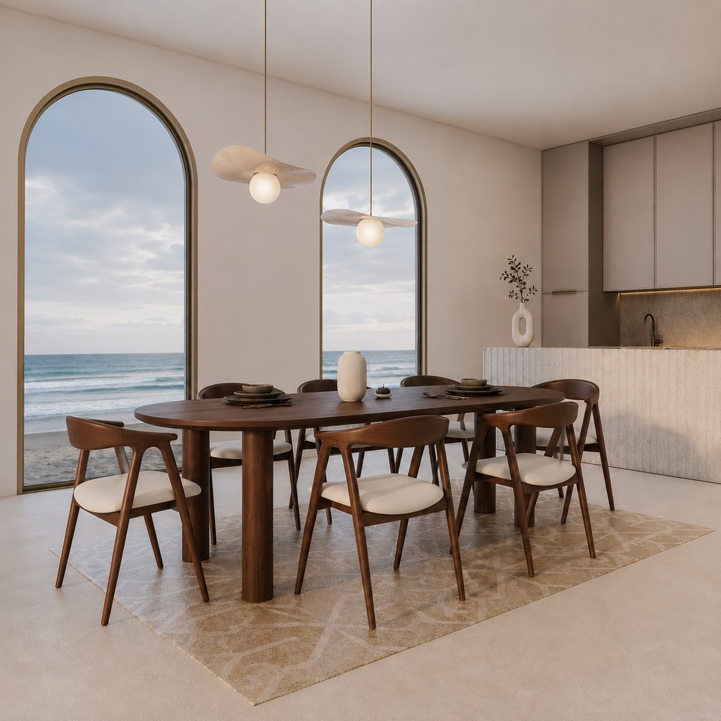 Linzy Dining Table 200 cm & 6 Luca Dining Chairs Set