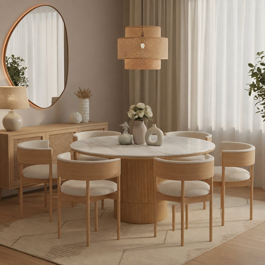 Marbella Dining Table & 6 Valerie Dining Chairs Set